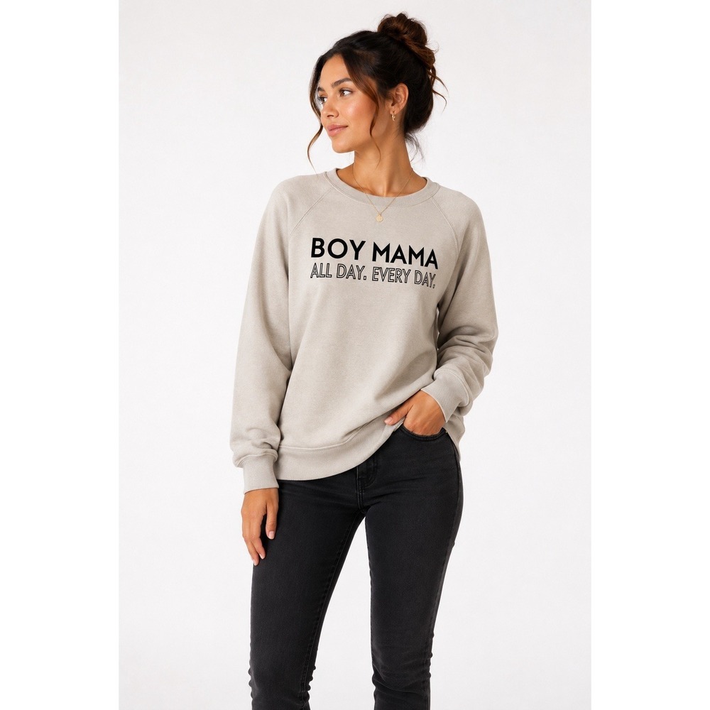 Sheshow Sweater Medium Ivory Bow Mama Graphic Crewneck Cozy Casual‎